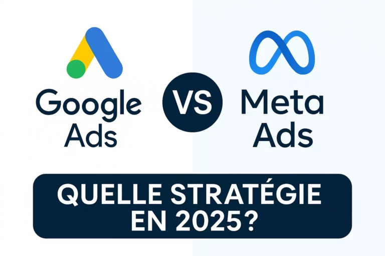 Illustration Google Ads vs Meta Ads – stratégie marketing 2025