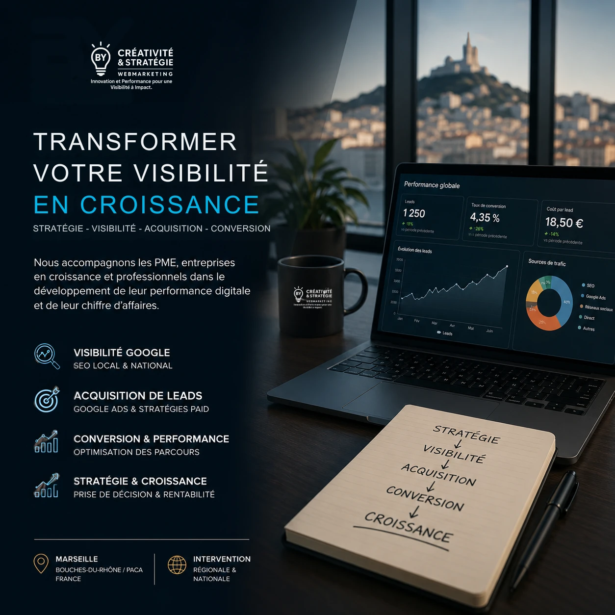 Stratégie de croissance digitale à Marseille avec SEO, Google Ads et acquisition digitale